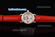 Montblanc Ladies Star Quartz Movment White Dial with Black Numerals and Red Leather Strap