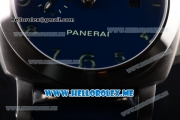 Panerai Luminor GMT PAM437 Asia ST25 Automatic Steel Case with Blue Dial and Blue Leather Strap Arabic Numeral Markers