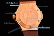 Hublot Big Bang Cappuccino Gold Swiss Quartz Rose Gold Case with Brown Rubber Strap and Brown Carbon Fiber Dial - Diamond Bezel