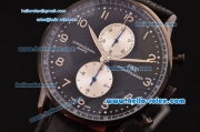 IWC Portuguese Chronograph Miyota OS10 Quartz PVD Case with Numeral Markers Black Dial and Black Leather Strap