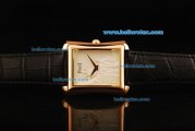 Piaget Emperador Miyota Quartz Movement Rose Gold Case Opalescent Dial with Statue of Liberty Relief - Black Leather Strap