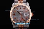 Rolex Datejust Automatic Silver Dial with Diamond Marking-Two Tone Strap