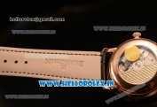 BlancPain Villeret Miyota 9015 Automatic Rose Gold Case with White Dial Roman and Black Leather Strap (EF)