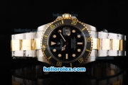 Rolex Submariner Swiss ETA 3135 Automatic Movement Two Tone with Gold/Black Bezel and Black Dial