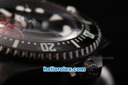 Rolex Sea-Dweller Pro-Hunter Automatic Movement PVD Case with Black Dial-White Markers and Ceramic Bezel-PVD Strap