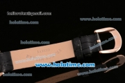 Franck Muller Chronometro Miyota Quartz Rose Gold Case with Black Leather Bracelet White Dial and Black Markers