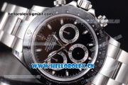 Rolex Daytona Clone Rolex 4130 Automatic Stainless Steel Case/Bracelet with Black Dial and Stick Markers (EF)