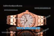 Audemars Piguet Royal Oak 33MM Miyota Quartz Rose Gold Case/Bracelet with White Dial and Stick Markers (EF)