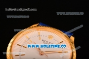 Rolex Cellini Time Asia 2813 Automatic Yellow Gold Case with White Dial Blue Leather Strap and Stick Markers