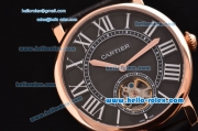 Cartier Rotonde De Tourbillon ST22 Automatic Rose Gold Case with Black Dial and Black Leather Strap