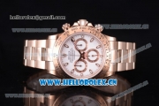 Rolex Daytona Clone Rolex 4130 Automatic Rose Gold Case/Bracelet with White Dial and Stick Markers - 1:1 Original (EF)