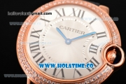 Cartier ballon bleu de Cartier Swiss Quartz Movement Rose Gold Case with Diamond Bezel and Leather Strap
