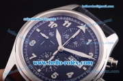 IWC Pilot Chronograph Swiss Valjoux 7750 Automatic Movement Steel Case with Blue Dial and Blue Leather Strap
