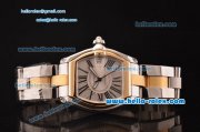 Cartier Roadster Swiss ETA 2892 Two Tone Case/Strap with Silver Dial