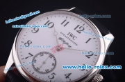 IWC Portugieser Asia 6497 Manual Winding Steel Case with White Dial and Black Leather Strap