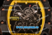 Richard Mille RM35-01 Bubba Watson Tourbillon Manual Winding Carbon Fiber Case with Skeleton Dial and White Dot Markers - Yellow Inner Bezel