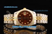 Rolex Datejust II Oyster Perpetual Automatic Movement Steel Case with Diamond Markers and Gold Bezel-Two Tone Strap