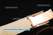 Rolex Daytona Chronograph Miyota Quartz Movement Rose Gold Case with Double Row Diamond Bezel and RG Dial - Brown Leather Strap