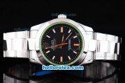 Rolex Milgauss Oyster Perpetual Automatic Movement with Black Dial and Orange Second Hand