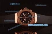 Hublot Big Bang Chronograph Hub 4100 Rose Gold Case with Black Dial and Black Rubber Strap 1:1