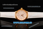 Rolex Cellini Time Asia 2813 Automatic Yellow Gold Case with White Dial White Leather Strap and Stick Markers