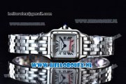 Cartier Santos 100 Japanese Miyota Quartz Steel Case with White Dial Roman Numberal Markers and Steel Bracelet