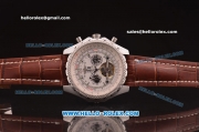 Breitling for Bentley Motors Automatic Tourbillon Silver Case with White Dial and Brown Leather Strap