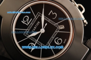 Cartier Pasha de Cartier Swiss Quartz Movement Ceramic Case and Strap with Black Dial and White Markers