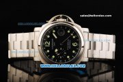 Panerai Luminor GMT Automatic Movement Full Steel with Black Dial and Green Dot Markers Panerai Luminor GMT Automatic Movement Full Steel with Black Dial and Green Dot Markers