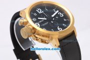 U-BOAT Italo Fontana Working Chronograph Quartz Movement Gold Case with Black Dial-White Number Marking