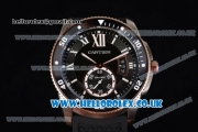 Cartier Calibre de Cartier Diver Asia ST16 Automatic Steel Case with Black Dial Roman Markers and Black Rubber Strap