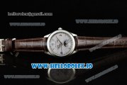 Jaeger-LECoultre Master Calendar Miyota 9015 Automatic Steel Case White Dial With Stick/Arabic Numeral Markers Brown Leather Strap (JH)