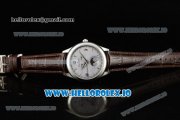 Jaeger-LECoultre Master Calendar Miyota 9015 Automatic Steel Case White Dial With Stick/Arabic Numeral Markers Brown Leather Strap (JH)