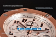 Audemars Piguet Royal Oak Offshore Chronograph Swiss Valjoux 7750 Automatic Rose Gold Case with White Dial and Numeral Markers - 1:1 Best Edition (JF)