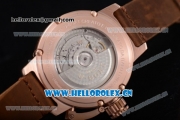 U-Boat Chimera Automatic Asia ST25 Automatic Rose Gold Case White Dial Brown Leather Strap and Arabic Number Markers