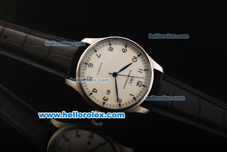IWC Protofino Automatic Movement Steel Case with White Dial and Blue Arabic Numerals/Hands - Click Image to Close