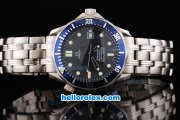 Omega Seamaster Professional Chronometer Automatic Movement ETA Case with Blue Bezel-Dot Markers and Black Dial Omega Seamaster Professional Chronometer Automatic Movement ETA Case with Blue Bezel-Dot Markers and Black Dial