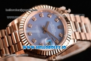 Rolex Datejust Swiss ETA 2671 Automatic Rose Gold Case with Purple Dial Diamonds Markers and Rose Gold Bracelet (BP)