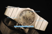 Omega Constellation Swiss ETA 2892 Automatic Movement Full Steel with Silver Dial and Diamond Markers/Bezel