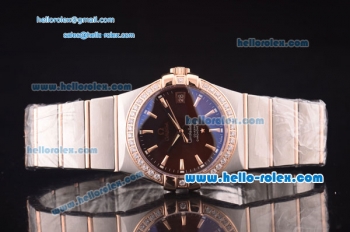 Omega Constellation Co-Axial Asia 2813 Automatic Steel Case with Rose Gold/Diamond Bezel and Brown Dial