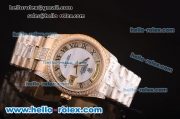 Rolex Day-Date Swiss ETA 2836 Automatic Movement Full Rose Gold with Diamond Bezel/Strap and MOP Dial