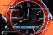 Omega Seamaster Planet Ocean GMT Asia 2813 Automatic Steel Case with Black Dial Orange Rubber Strap and Orange Bezel