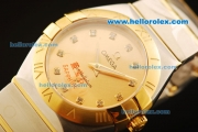 Omega Constellation Swiss ETA Quartz Movement Steel Case with Gold Case and Gold Dial - Lady Model