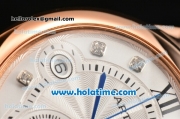 Cartier Ballon Bleu De Medium Chrono Miyota Quartz Rose Gold Case with White Dial and Diamonds Markers