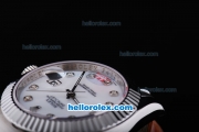 Rolex Datejust Working Chronograph Automatic Movement with White Dial and Diamond Marking