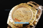Rolex Daytona II Automatic Movement Full Gold with Stick Markers and Gold Dial