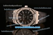 Audemars Piguet Royal Oak Swiss ETA 2824 Automatic Steel Case with Black Leather Strap Stick Markers and Black Dial ZF Best Edition