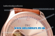 IWC Portugueser Tourbillon Hand-Wound Asia 2813 Automatic Rose Gold Case with Brown Dial Brown Leather Strap and Arabic Numeral Markers