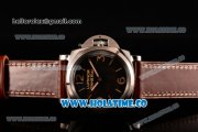 Panerai Luminor 1950 3 Days PAM372 O Clone P.3000 Manual Winding Steel Case with Black Dial Brown Leather Strap and Stick/Arabic Numeral Markers - 1:1 Original (ZF)