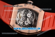 Richard Mille RM053 Asia Automatic Rose Gold Case with Skeleton Dial and Red Rubber Strap